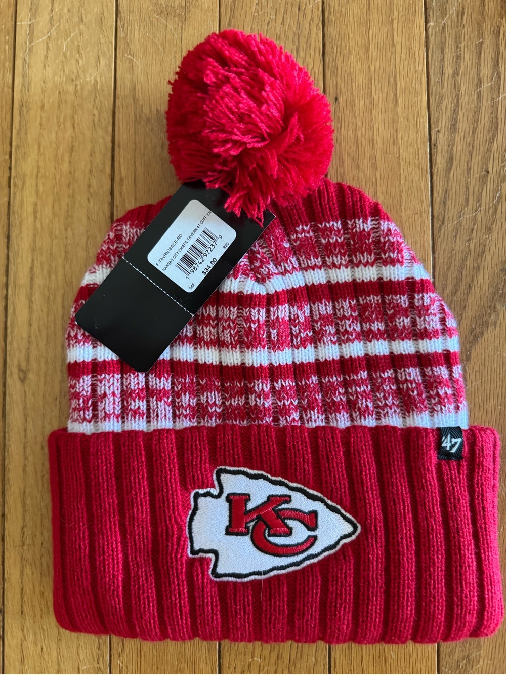 Kansas City Chiefs ’47 Tavern Cuff Knit Beanie with Pom Red NWT
